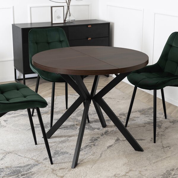 Stół rozkładany w stylu industrialnym Lugo 90-190 cm, orzech/czarny