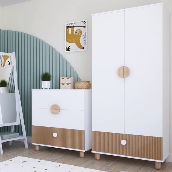 Zestaw mebli młodzieżowych Cozy LOFT Young biały - Łóżko 200x120, szafa, regał, komoda, biurko