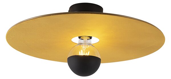 Plafon / Lampy sufitowe czarny klosz płaski żółty 45cm - Combi Oswietlenie wewnetrzne