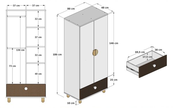 Zestaw mebli młodzieżowych Cozy LOFT Young biały - Łóżko 200x120, szafa, regał, komoda, biurko