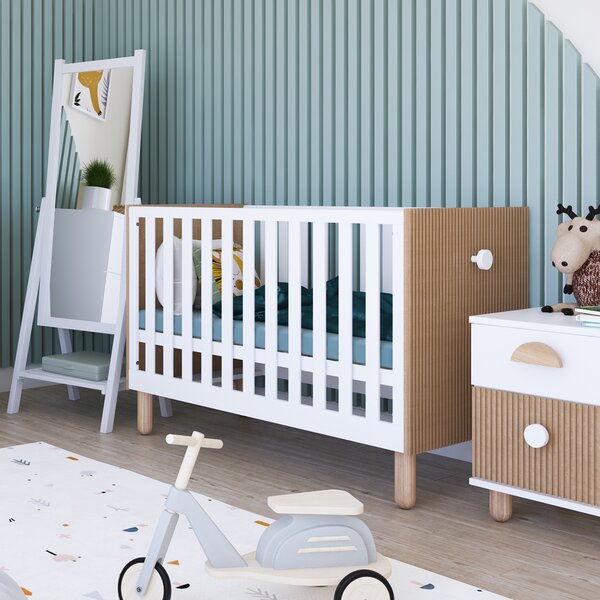 Zestaw mebli niemowlęcych Cozy LOFT Baby biały – łóżeczko, komoda, szafa, szafka
