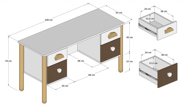 Zestaw mebli młodzieżowych Cozy LOFT Young biały - Łóżko 200x120, szafa, regał, komoda, biurko
