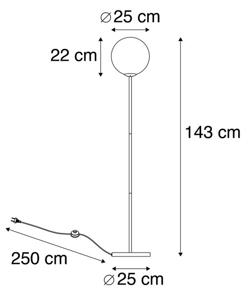 Lampa podłogowa art deco czarna przydymione szkło - Pallon Oswietlenie wewnetrzne