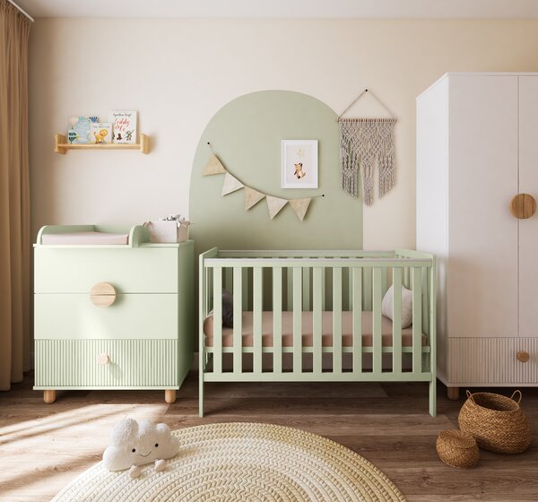 Łóżeczko 2w1 z barierką 120x60 Nestilo - Mięta