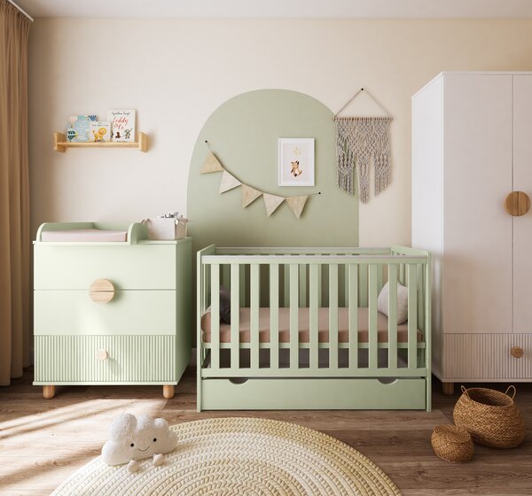 Łóżeczko 2w1 z barierką 120x60 Nestilo - Mięta