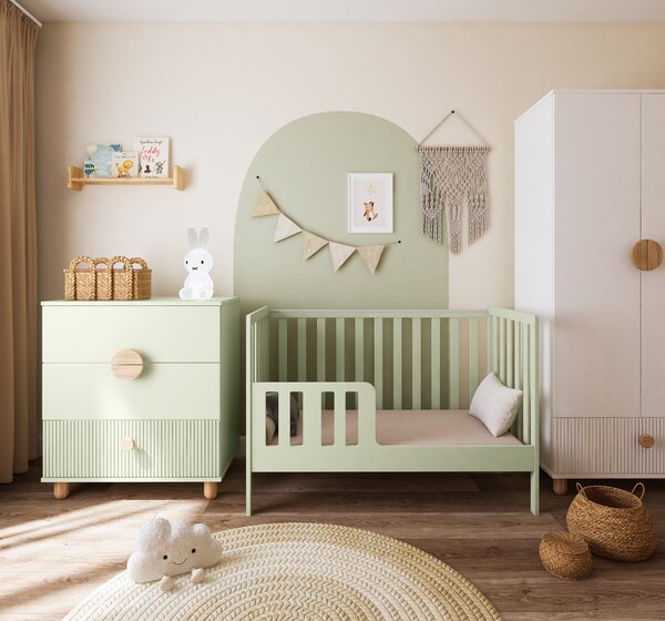 Łóżeczko 2w1 z barierką 120x60 Nestilo - Mięta