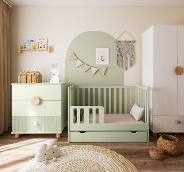 Łóżeczko 2w1 z barierką 120x60 Nestilo - Mięta