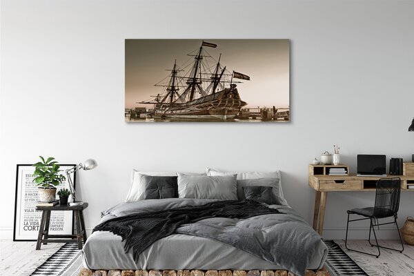 Obraz canvas na ścianę Zabytkowy Statek na Morzu