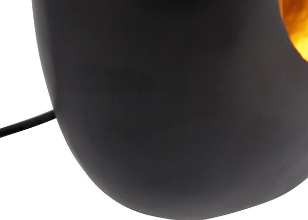 Designerska lampa stołowa czarna ze złotym wnętrzem 36 cm - Cova