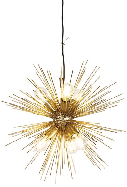 Lampa wisząca w stylu art deco złota 6-punktowa - Miotła Oswietlenie wewnetrzne