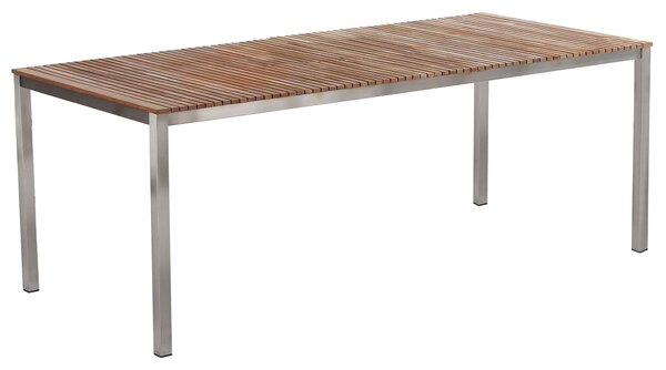 Stół ogrodowy 200 x 90 cm jasne drewno tekowe stal Viareggio Beliani