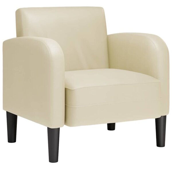 Sofa fotel z podÅokietnikami kremowy 54 cm skÃ³ra ekologiczna