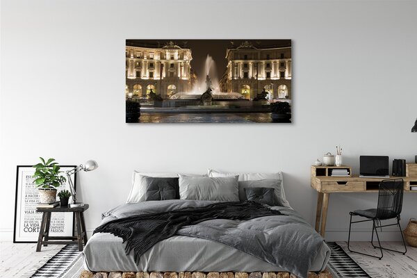 Obraz canvas na ścianę Rzymska Fontanna pod Nocnym Niebem