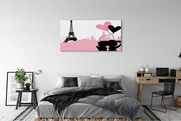 Obraz canvas na ścianę Serca nad Wieżą Eiffla
