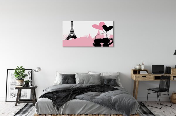 Obraz canvas na ścianę Serca nad Wieżą Eiffla