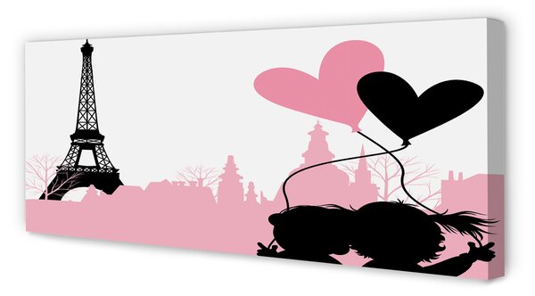 Obraz canvas na ścianę Serca nad Wieżą Eiffla