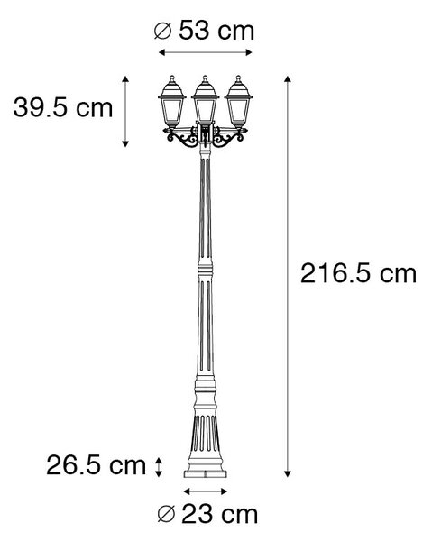 Zewnetrzna Klasyczna latarnia ogrodowa czarna 3-światłowa IP44 - New Haven Oswietlenie zewnetrzne