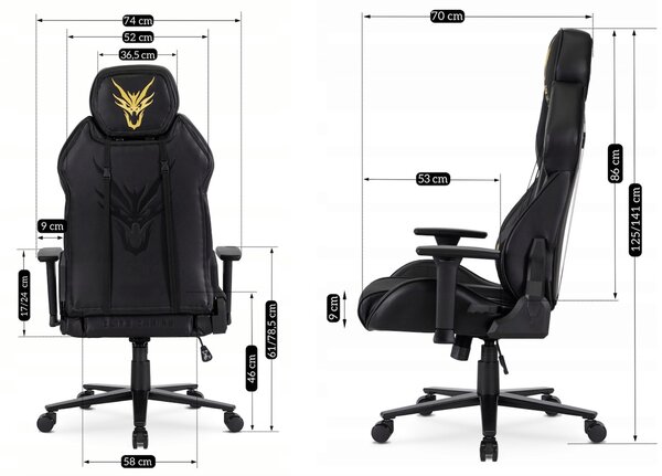 Fotel gamingowy z regulowanym zagłówkiem Nexon, czarny/żółty