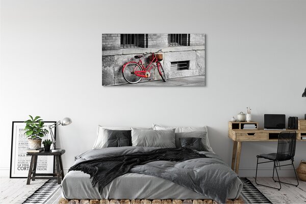 Obraz canvas na ścianę Czerwony Rower z Koszykiem