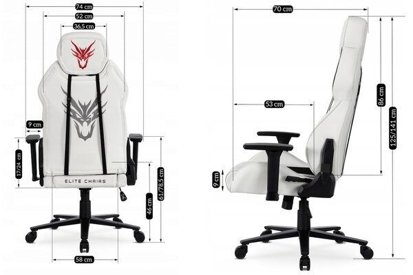 Fotel gamingowy z regulowanym zagłówkiem Nexon, biały