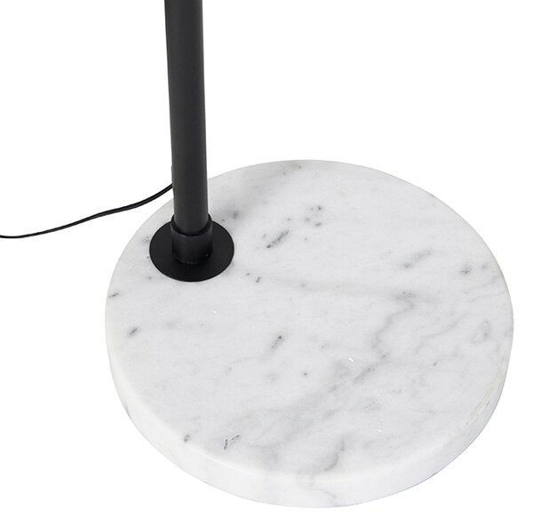 Nowoczesna lampa łukowa czarna z białym, regulowanym kloszem - XXL