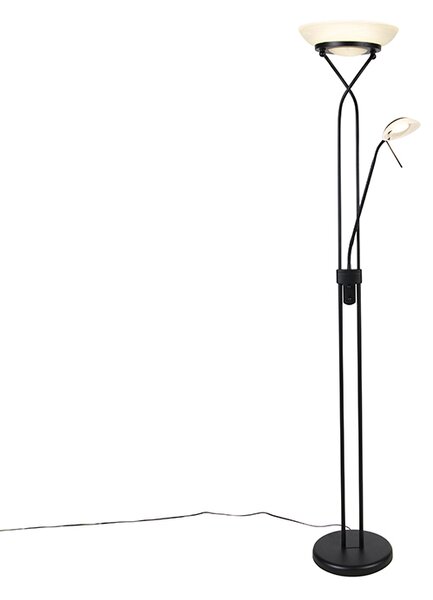 Lampa podłogowa czarna z LED i ściemniaczem oraz lampką do czytania Dim to Warm - Empoli