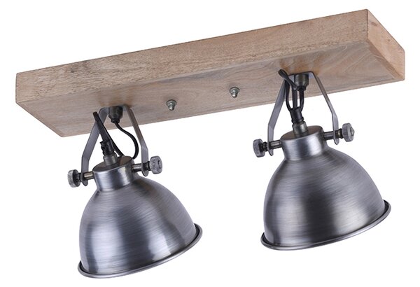 Industrialna lampa sufitowa ze stali i drewna 2-punktowa - Samia Oswietlenie wewnetrzne