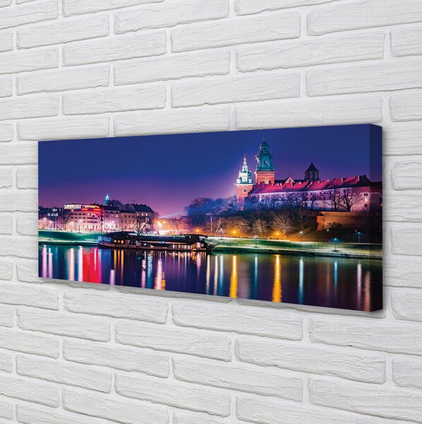 Duży obraz na płótnie Nocna Panorama Krakowa nad Wisłą