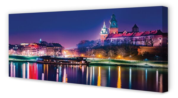 Duży obraz na płótnie Nocna Panorama Krakowa nad Wisłą