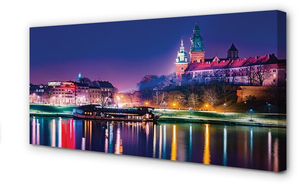 Duży obraz na płótnie Nocna Panorama Krakowa nad Wisłą