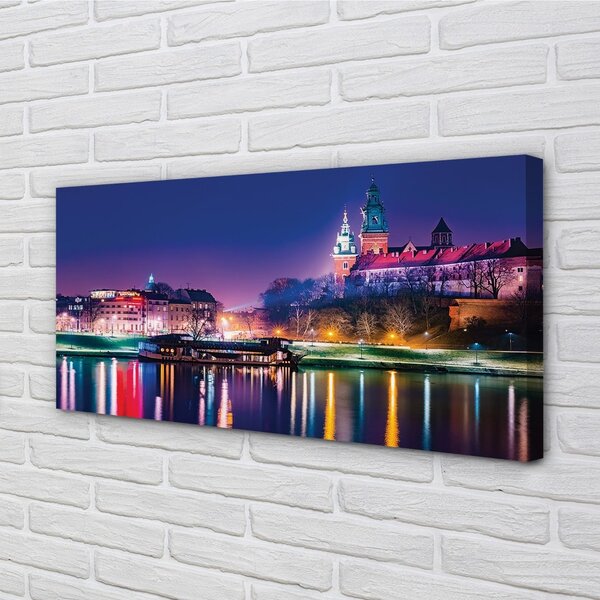 Duży obraz na płótnie Nocna Panorama Krakowa nad Wisłą
