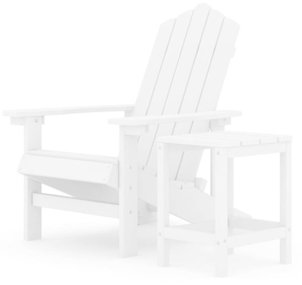 Krzesło ogrodowe adirondack ze stolikiem, hdpe, białe