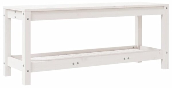 Ławka ogrodowa, biała, 108x35x45 cm, lite drewno sosnowe
