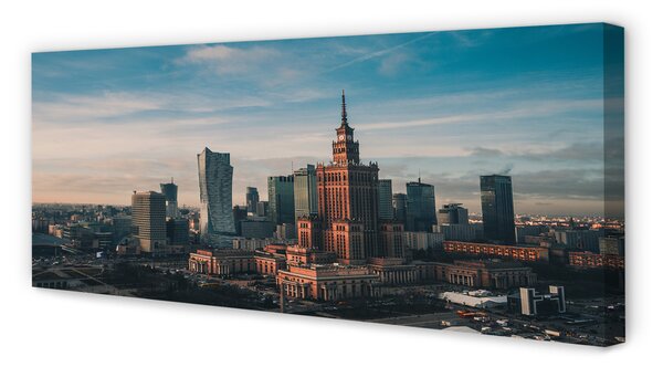 Zdjęcie na płótnie Wieżowce Warszawy o Wschodzie Słońca