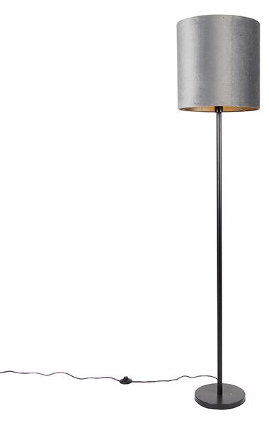 Nowoczesna lampa podłogowa czarny klosz szary 40 cm - Simplo Oswietlenie wewnetrzne