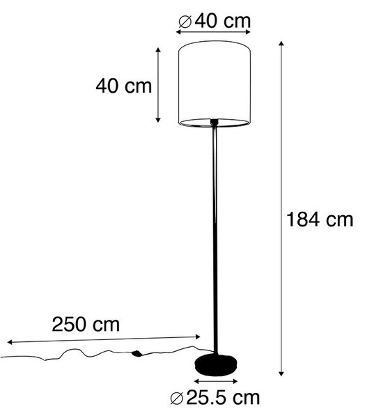 Nowoczesna lampa podłogowa czarna z beżowym abażurem bouclé 40 cm - Simplo