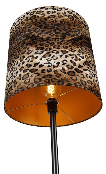 Lampa podłogowa czarny abażur leopard 40 cm - Simplo Oswietlenie wewnetrzne