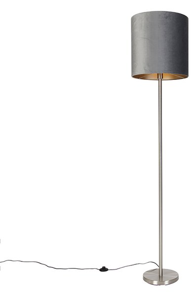 Nowoczesna lampa podłogowa abażur stalowy szary 40 cm - Simplo Oswietlenie wewnetrzne