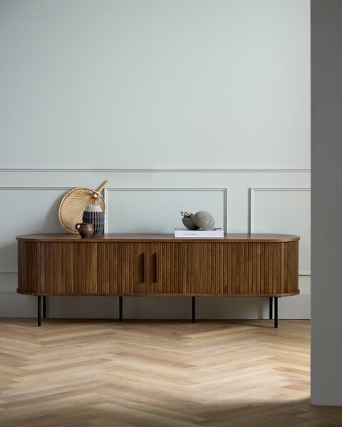 Brązowa szafka pod TV w dekorze dębu 180x56x45 cm Nola – Unique Furniture