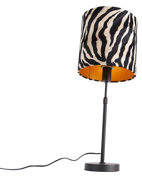 Lampa stołowa czarny abażur wzór zebra 25 cm regulowana - Parte Oswietlenie wewnetrzne