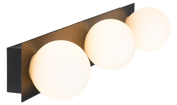 Nowoczesna lampa ścienna czarna 48 cm IP44 3-światłowa - Cederic