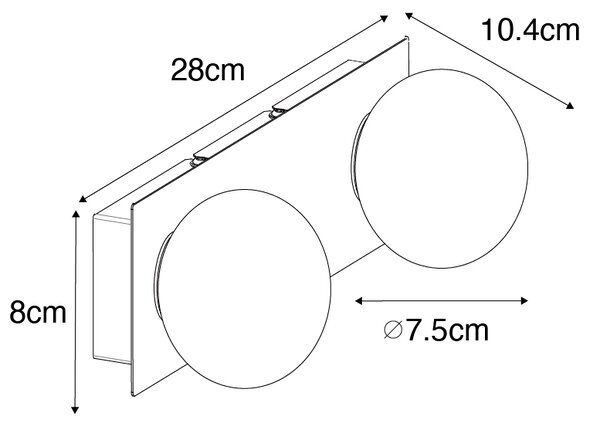 Lampa ścienna złota 28 cm IP44 2-punktowa z włącznikiem - Cederic