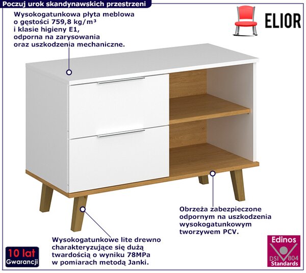 Biała półotwarta komoda na nóżkach C3-L78