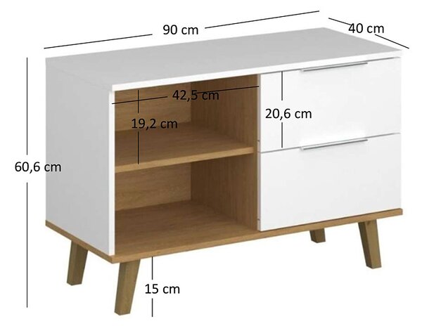 Biała półotwarta komoda na nóżkach C3-L78