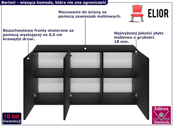 Czarna wisząca komoda w nowoczesnym stylu M1-D82