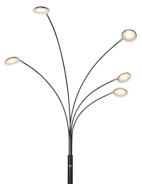Designerska lampa stojąca czarna w tym 5-punktowy ściemniany LED - Sixties Trento Oswietlenie wewnetrzne