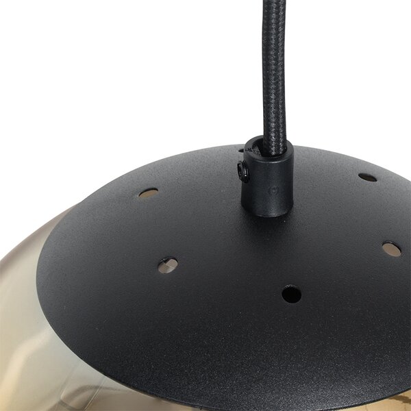 Lampa wisząca w stylu art deco czarna ze złotym szkłem, owalna, 3-światłowa - Pallon