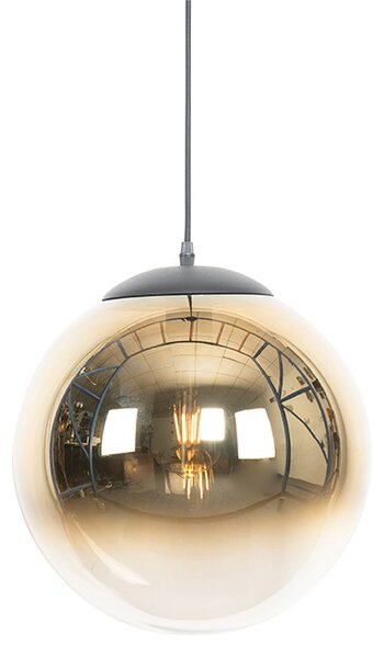 Lampa wisząca Art Deco czarna ze złotym szkłem 33 cm - Pallon Oswietlenie wewnetrzne