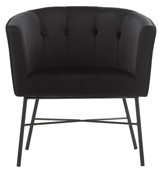 Fotel typu kabriolet FAKART z weluru – kolor czarny