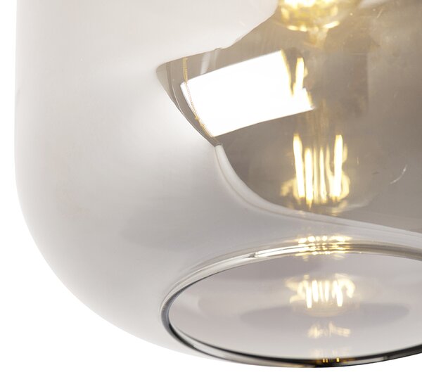 Designerska lampa sufitowa czarna i złota z dymionym szkłem - Zuzanna Oswietlenie wewnetrzne